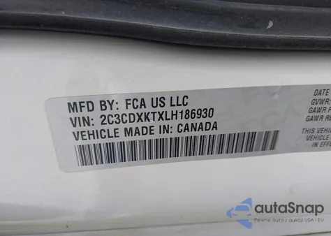 2020 Dodge Charger Police z USA, uszkodzony, nr VIN 2C3CDXKTXLH186930